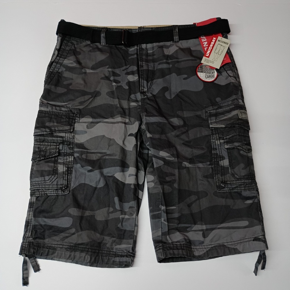 Unionbay Men's Cordova‎ Messenger Cargo Shorts Size 40 Gray Camo 100% Cotton